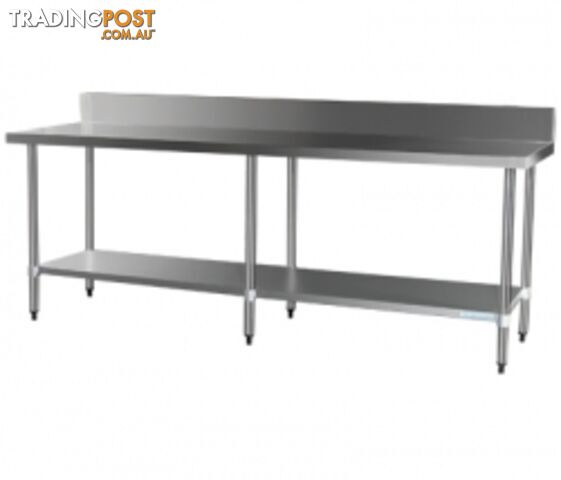 Stainless steel - Brayco 2400SP - Splashback Stainless Steel Bench (700mmWx2400mmL) - Catering