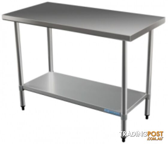 Stainless steel - Brayco 2448 - Flat Top Stainless Steel Bench (610mmWx1219mmL) - Catering Equipment