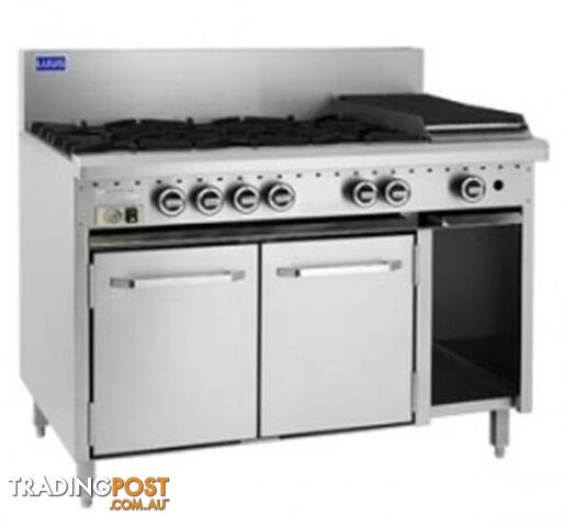 Oven ranges - Luus RS-6B3C - 6 burner, 300mm chargrill gas oven range - Catering Equipment