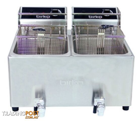 Fryers - Birko 1001004 - Countertop 2 x 8L 15A double pan electric fryer -...