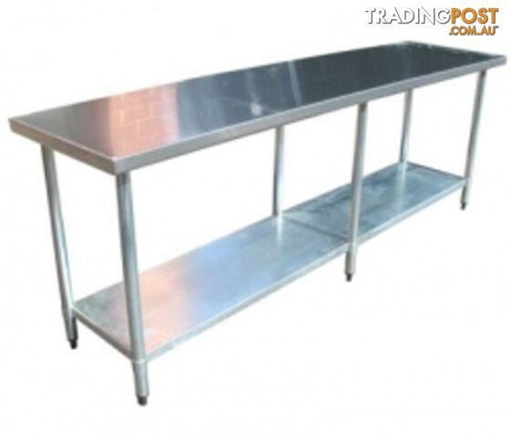 Stainless steel - Brayco 2484 - Flat Top Stainless Steel Bench (610mmWx2134mmL) - Catering Equipment
