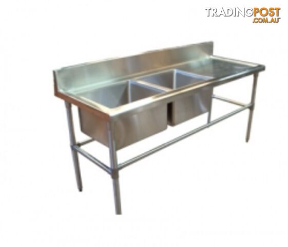 Stainless steel - Brayco DS-R17 - Double Bowl Stainless Steel Sink (700mmWx1700mmL) - Catering