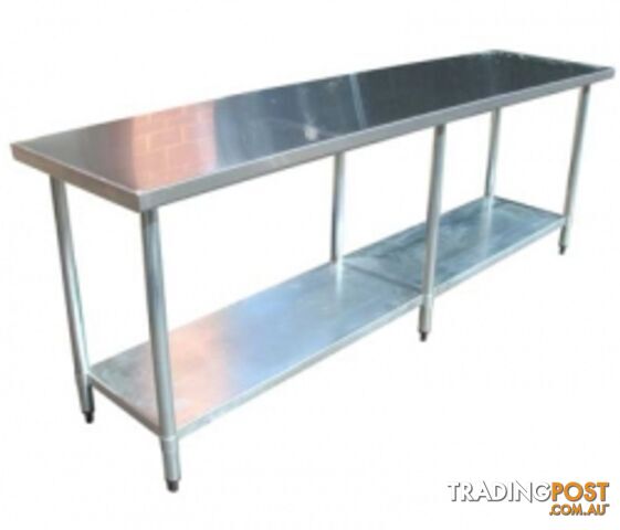 Stainless steel - Brayco 2496 - Flat Top Stainless Steel Bench (610mmWx2438mmL) - Catering Equipment