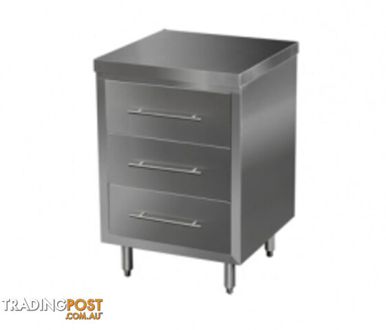 Stainless steel - Brayco CABDRAW3 - Stainless Steel Drawer Cabinet (600mmLx610mmW) - Catering