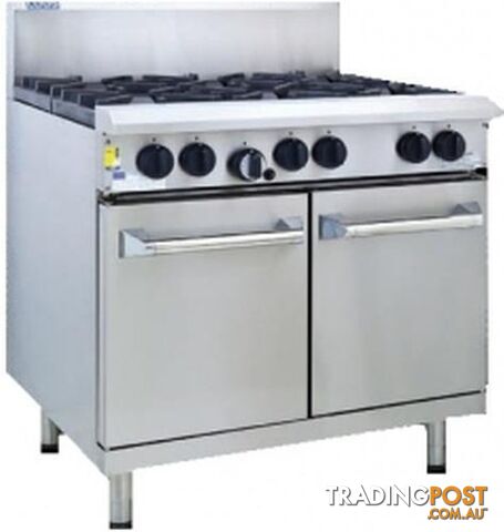 Oven ranges - Luus RS-4B3C - 4 burner, 300mm chargrill gas oven range - Catering Equipment