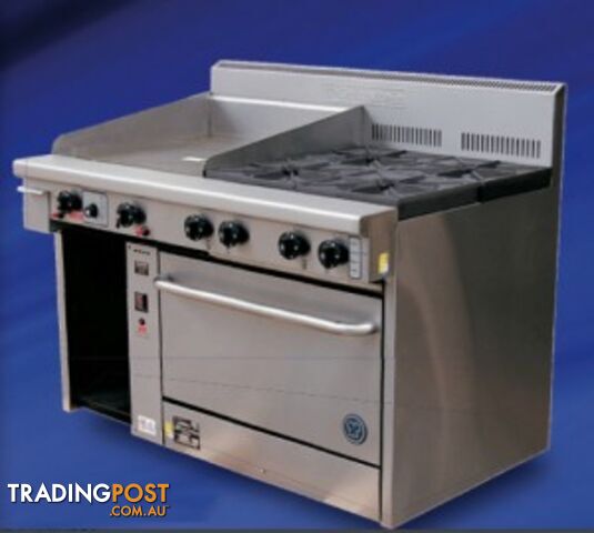 Oven ranges - Goldstein PF-12G-4-28 - 4 gas burners, 300mm griddle static oven range - Catering
