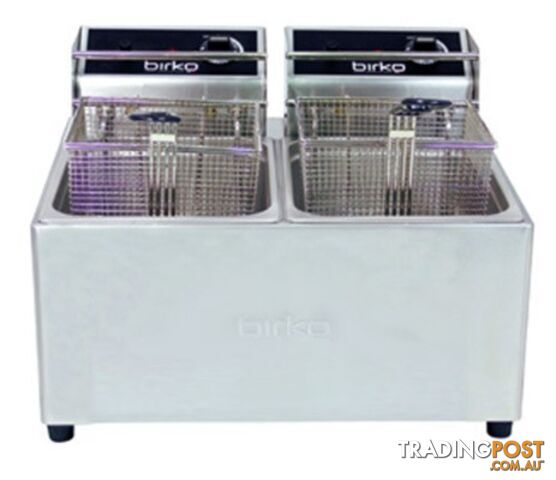 Fryers - Birko 1001002 - Countertop 2 x 5L 10A double pan electric fryer -...