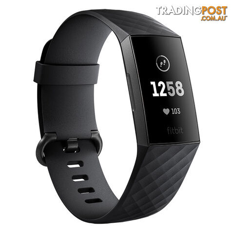 Fitbit Charge 3 Advanced Health and Fitness Tracker - Black/Graphite Aluminium - FB410GMBK-CJK - Black - 811138030933