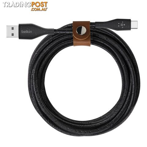 Belkin DuraTek Plus 1.2m USB-A to USB-C Cable with Strap - Black