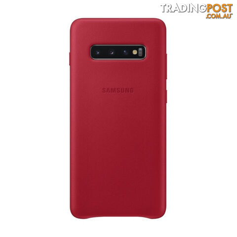Samsung Galaxy S10+ Plus Leather Back Cover - Red