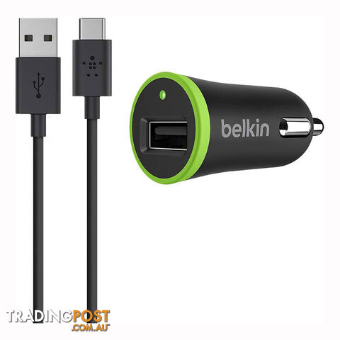 Belkin 2.1A USB Car Charger with Type C to USB A Cable - Black - F7U002bt06-BLK...