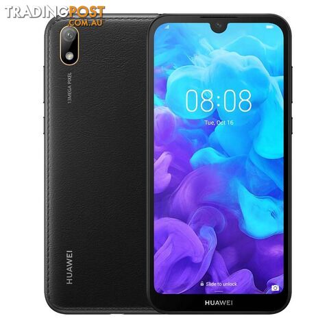 Huawei Y5 2019 (Dual SIM 4G/4G, 32GB/2GB, Faux Leather) - Modern Black - AMN-LX2 - Black - HWY52019BLK