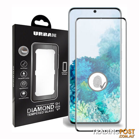 Urban Diamond Tempered Glass Screen Protector For Samsung S20+ Plus - GLASSGS20PDIABLK - Black - 9017236607355