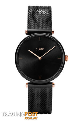 Cluse Triomphe Black/Rose Gold Mesh Watch CW0101208004 - 8719743374164