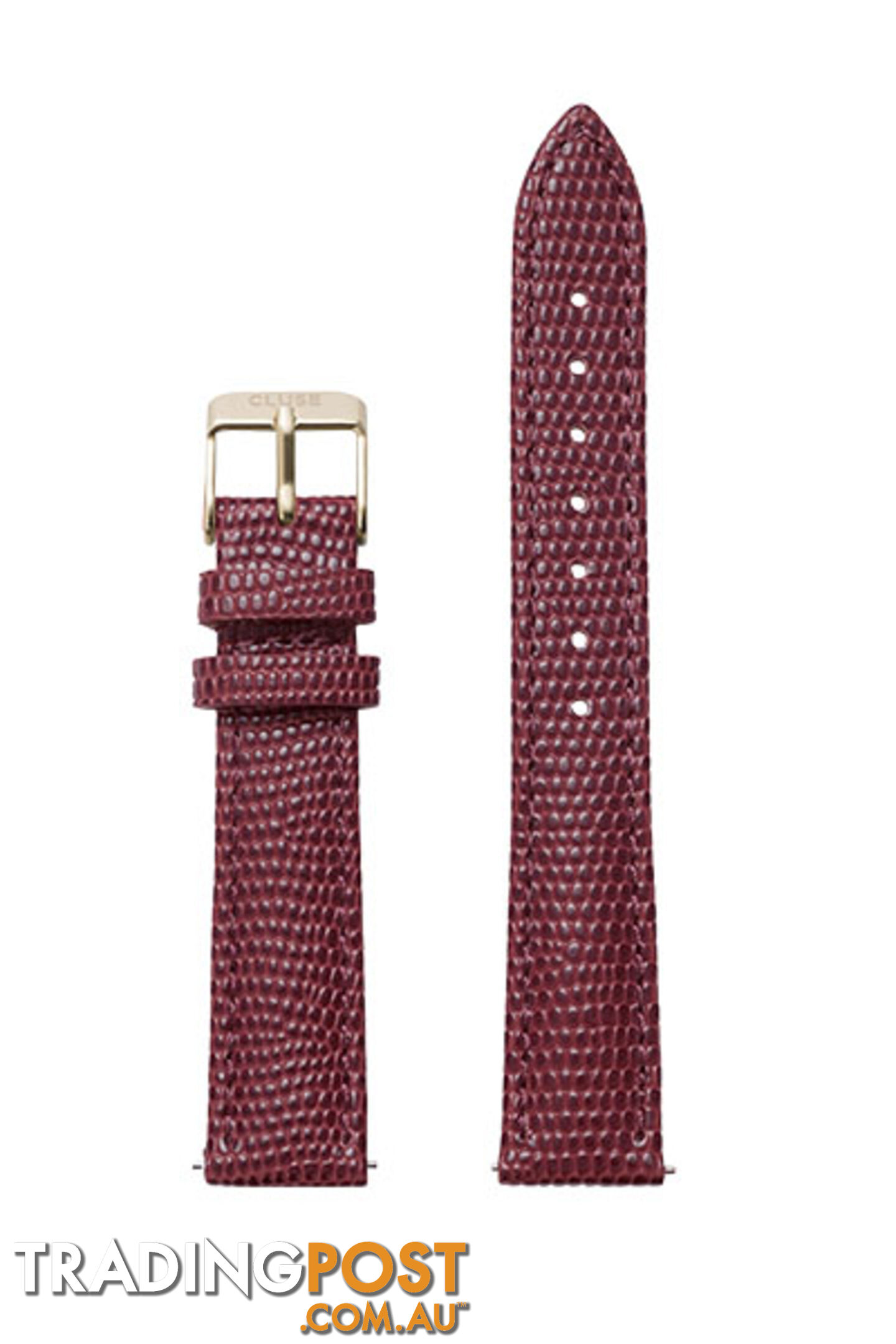 Cluse 16mm Watch Strap Burgundy Lizard/Gold CLS379 - 8719743371415