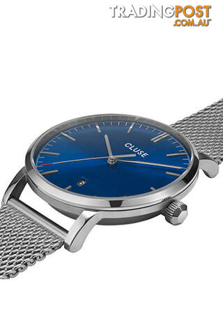 Cluse Mens Aravis Silver Dark Blue/Silver Mesh Watch CW0101501004 - 8719743374836 - photo 2 of 2