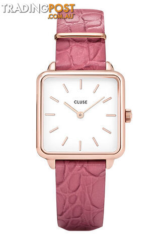 Cluse La Tetragone Rose Gold Soft Berry Alligator CL60020 - 8719743372245