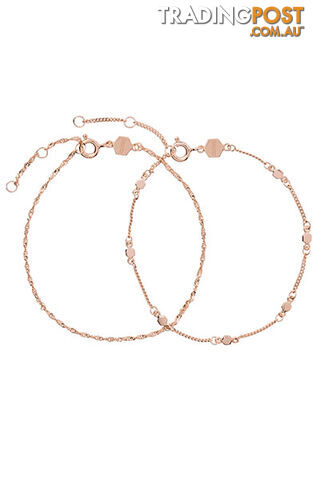 Cluse Essentielle Rose Gold Set of Two Twisted Hexagon Chain Bracelets CLJ10019 - 8719743372573