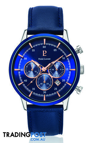 Pierre Lannier Capital Chronograph Blue/Blue Leather Watch 224G166
