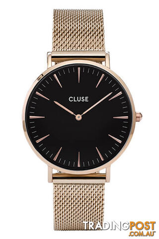 Cluse La Boheme Mesh Rose Gold/Black Watch CL18113 - 8718924594575