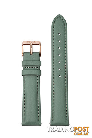 Cluse 18mm Watch Strap Stone Green/Rose Gold Leather CS1408101087 - 8719743376403