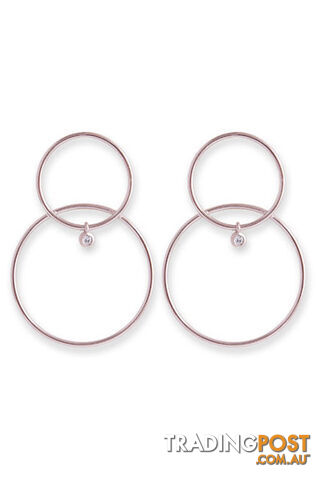 Bianc CZ Rose Gold Plated Sterling Silver Double Hoop Earrings 10100397