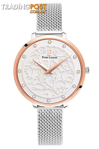 Pierre Lannier Eolia Rose Gold White/Silver Mesh Watch 042H708