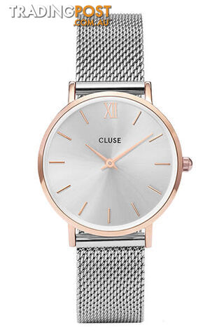 Cluse Minuit Mesh Rose Gold/ Silver Watch CW0101203004 - 8719743373518