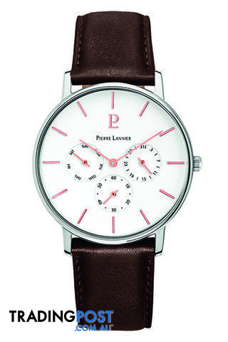 Pierre Lannier Cityline Chronograph Silver White/Brown Watch 208G104