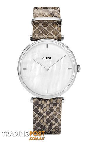 Cluse Triomphe Silver White Pearl/Green Python Watch CL61009 - 8719743372276