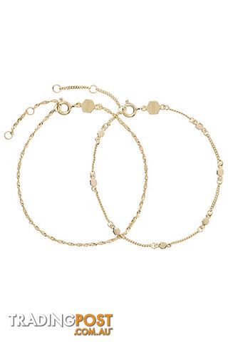 Cluse Essentielle Gold Set of Two Twisted Hexagon Chain Bracelets CLJ11019 - 8719743372580