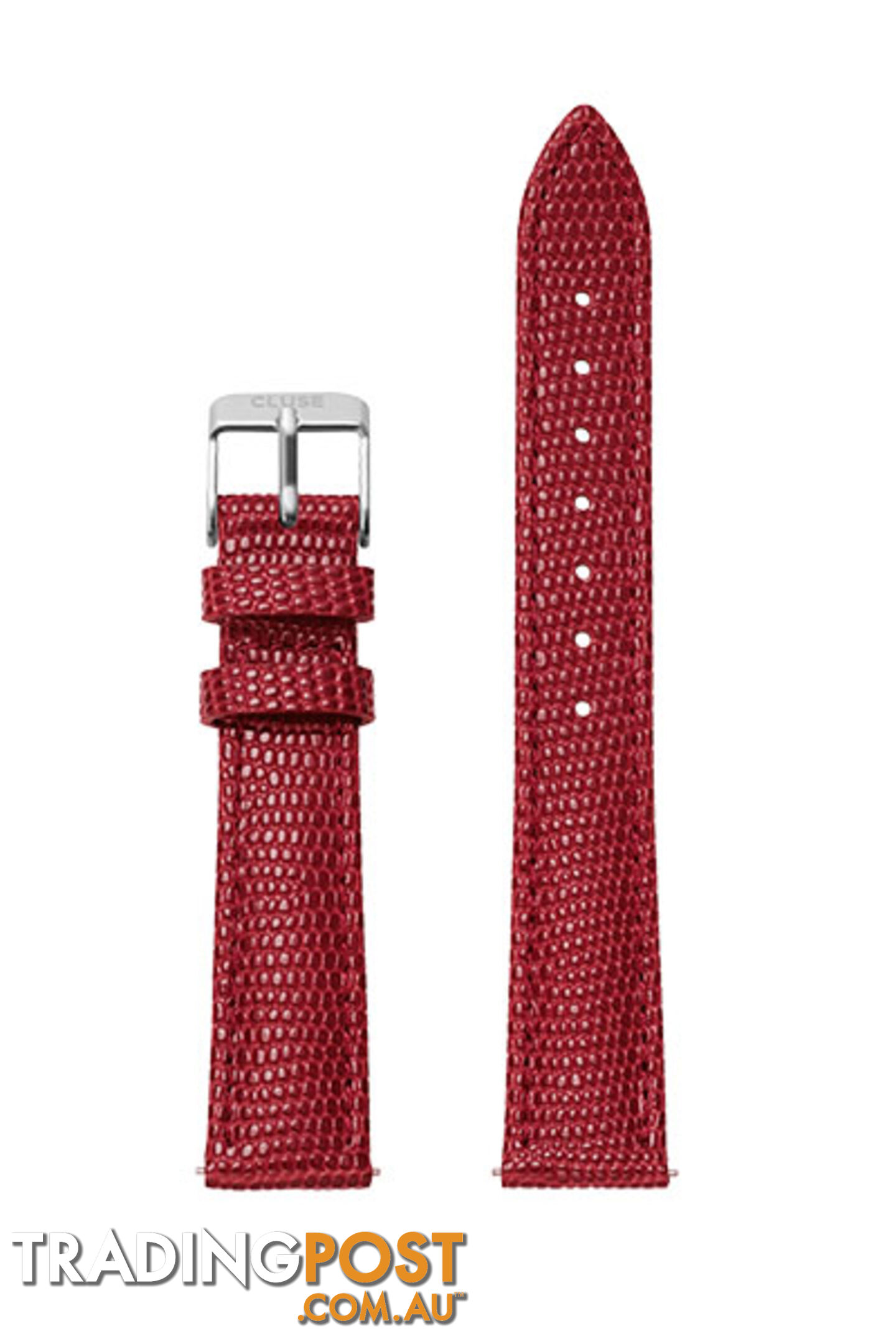 Cluse 16mm Watch Strap Deep Red Lizard/Silver CLS381 - 8719743371439