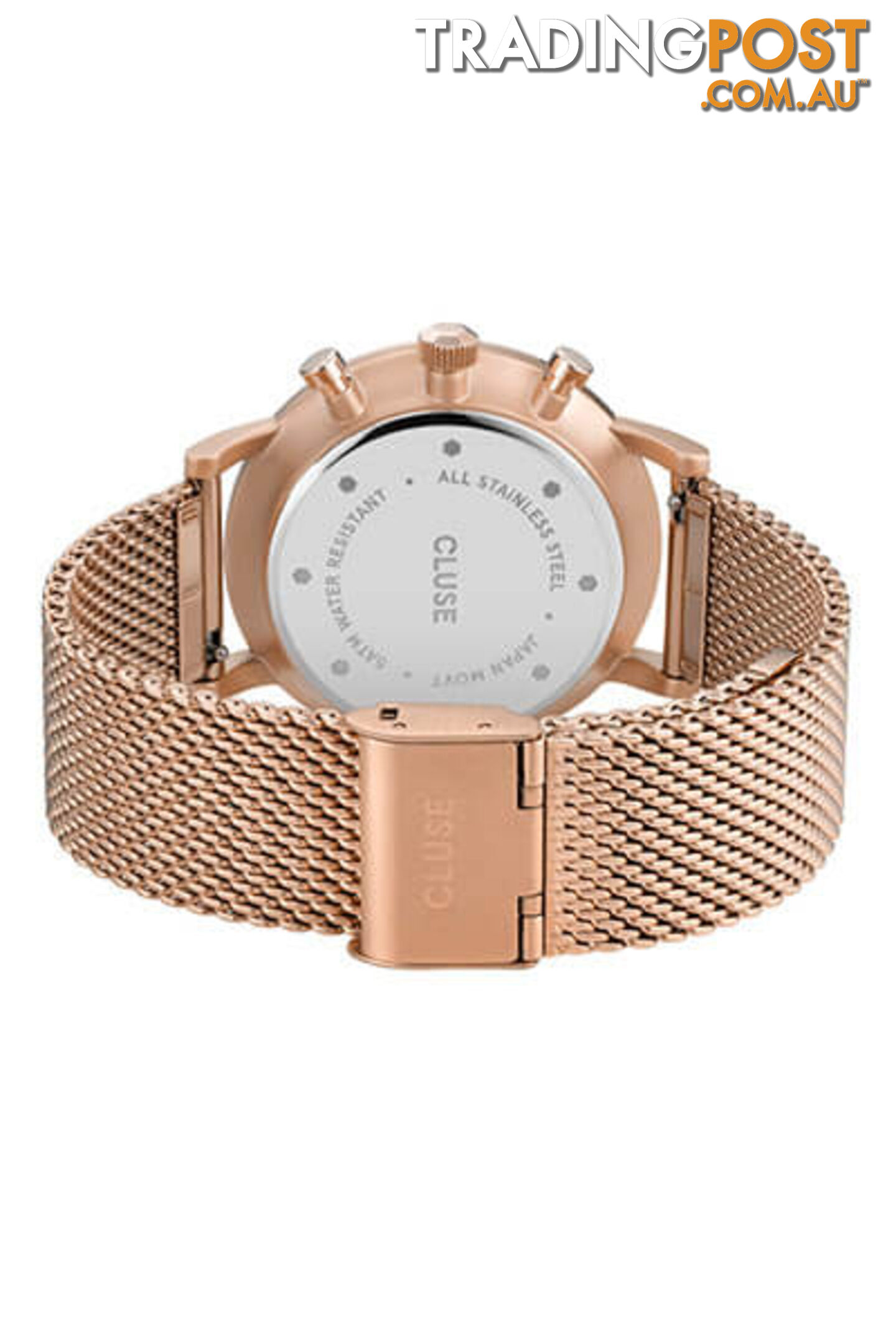 CLUSE Mens Aravis Chronograph Rose Gold Ocean Blue/Rose Gold Mesh Watch CW0101502005 - 8719743374942