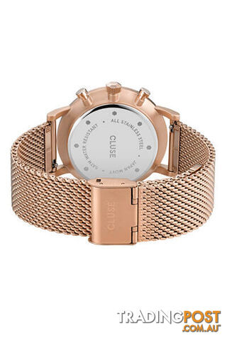 CLUSE Mens Aravis Chronograph Rose Gold Ocean Blue/Rose Gold Mesh Watch CW0101502005 - 8719743374942