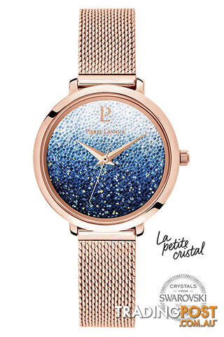 Pierre Lannier La Petite Cristal Rose Gold Blue Gradient Swarovski Dial/Rose Gold Mesh Watch 108G968