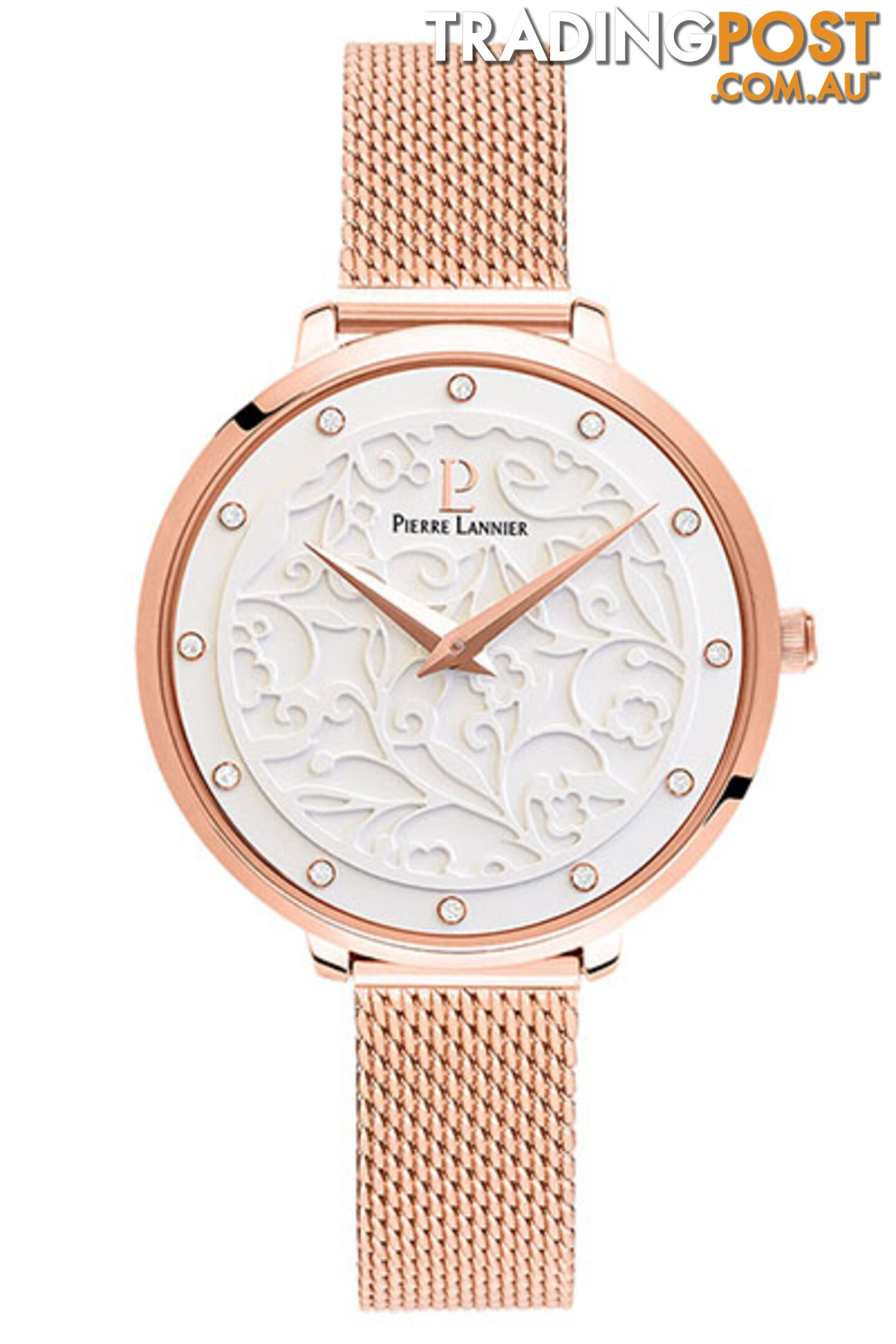 Pierre Lannier Eolia Rose Gold White/Rose Gold Mesh Watch 039L908