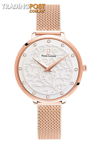 Pierre Lannier Eolia Rose Gold White/Rose Gold Mesh Watch 039L908