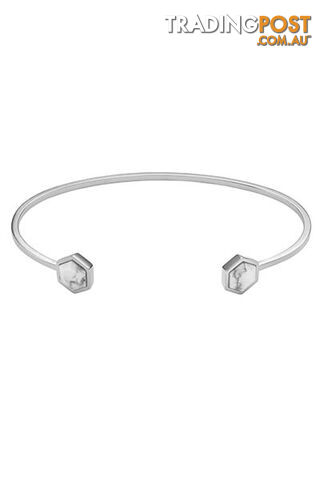 Cluse Idylle Marble Hexagon Silver Open Cuff Bracelet CLJ12003 - 8718924597606