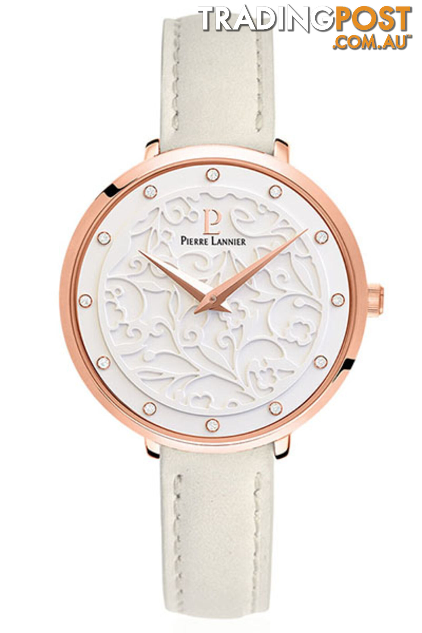 Pierre Lannier Eolia Rose Gold White/Stone Leather Watch 041K600