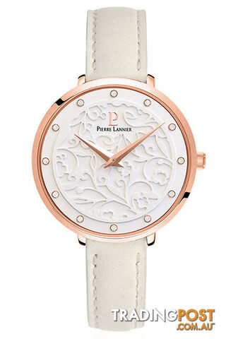 Pierre Lannier Eolia Rose Gold White/Stone Leather Watch 041K600