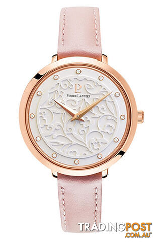 Pierre Lannier Eolia Rose Gold White/Pink Leather Watch 039L905