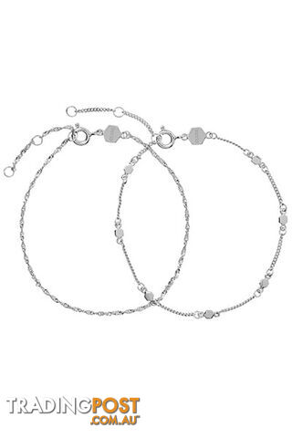 Cluse Essentielle Silver Set of Two Twisted Hexagon Chain Bracelets CLJ12019 - 8719743372597