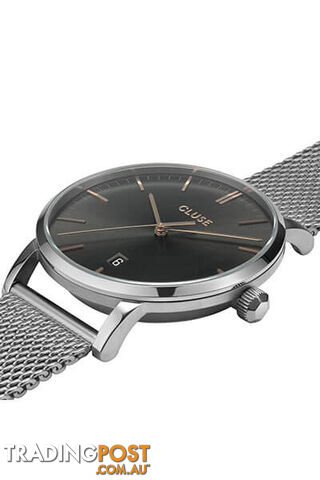 Cluse Mens Aravis Silver Dark Grey/Silver Mesh Watch CW0101501003 - 8719743374829 - photo 2 of 3