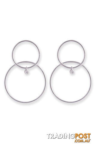 Bianc CZ Rhodium Plated Sterling Silver Double Hoop Earrings 10100396