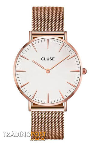 Cluse La Boheme Mesh Rose Gold/White Watch CL18112 - 8718924593899