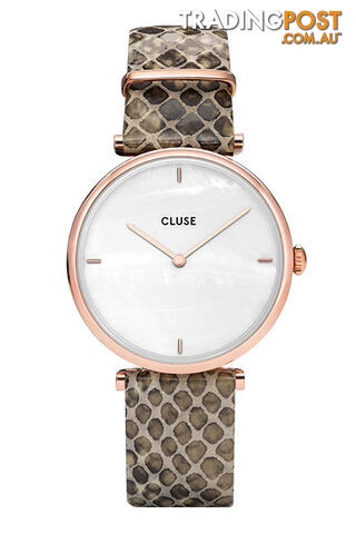 Cluse Triomphe Rose Gold White Pearl/Green Python Watch CL61007 - 8719743372252