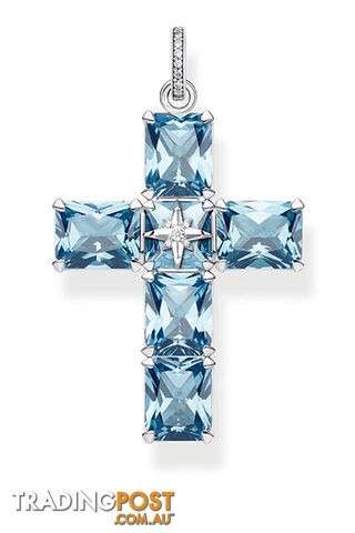 Thomas Sabo Pendant Cross Large Blue Stones With Star TPE880AQ - 4051245476606