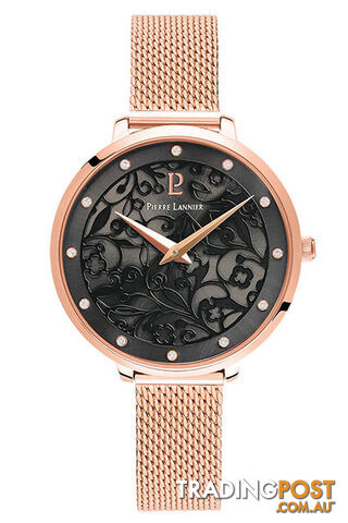 Pierre Lannier Eolia Rose Gold Black/Rose Gold Mesh Watch 039L938