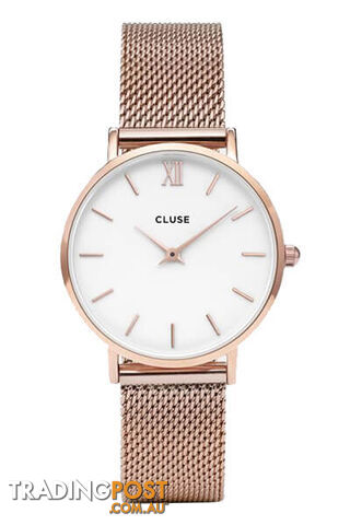 Cluse Minuit Mesh Rose Gold/White Watch CW0101203001 - 8719743373488