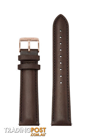 Cluse 20mm Leather Watch Strap Rose Gold/Dark Brown CS1408101066 - 8719743375673